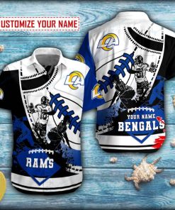 Personalized Football Player Los Angeles Rams Button Shirt Personalized Football Player Los Angeles Rams Button Shirt