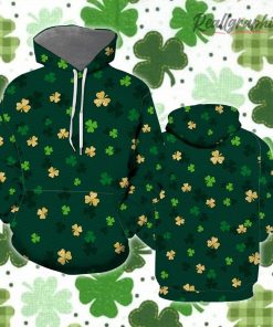 Gold And Green Shamrock Saint Patricks Day Hoodie Over Print Hoodie