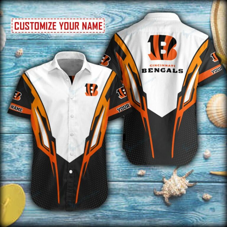 Halftones Pattern Cincinnati Bengals Short Sleeve Hawaiian Shirt