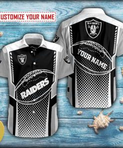 Halftones Pattern Las Vegas Raiders Football Short Sleeve Hawaiian Shirt