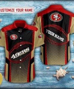 Personalized Halftones Pattern San Francisco 49ers Football Short Sleeve Hawaiian Shirt