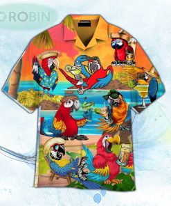 Happy Drinking Parrot Hawaiian Shirt For Men and Women