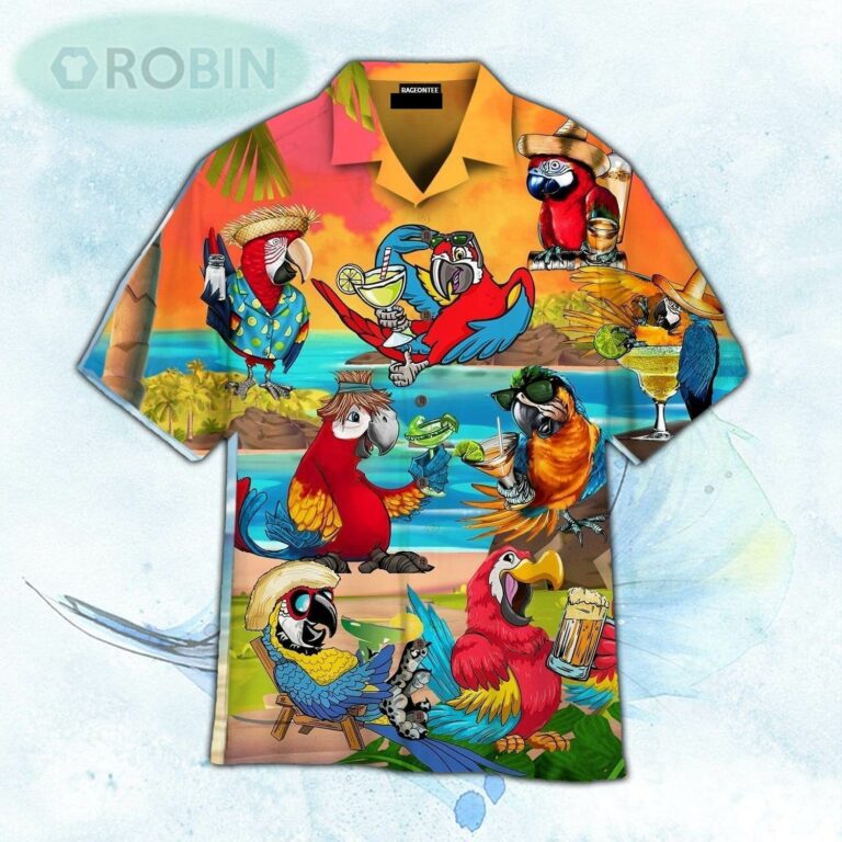 Happy Drinking Parrot Hawaiian Shirt For Men and Women