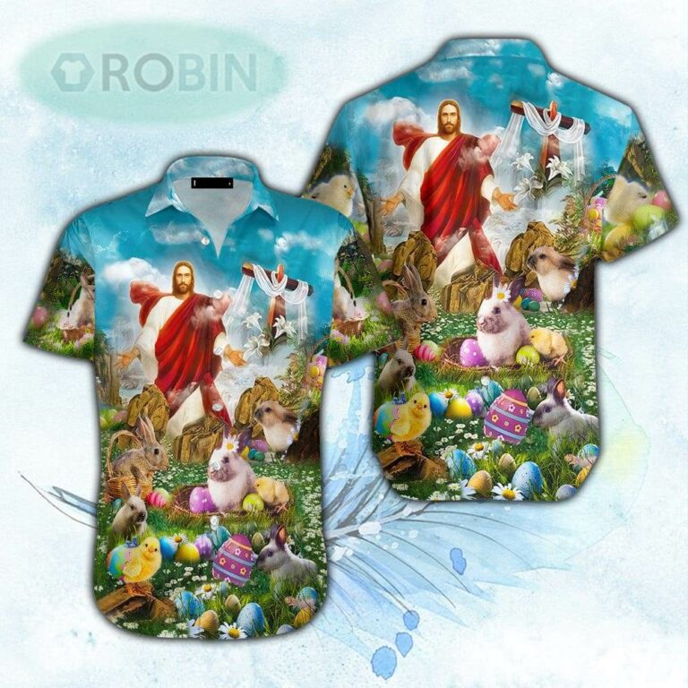 Happy Easter Jesus Is Risen Aloha Hawaiian Shirts For Men and Women