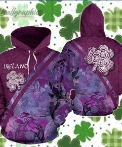 Irish Celtic Cross Shamrock St Patrick’s Day Hoodie Over Print Hoodie
