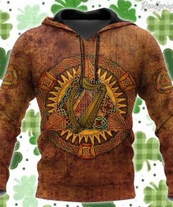 Irish Celtic Harp St.Patrick Day All Over Print Hoodie