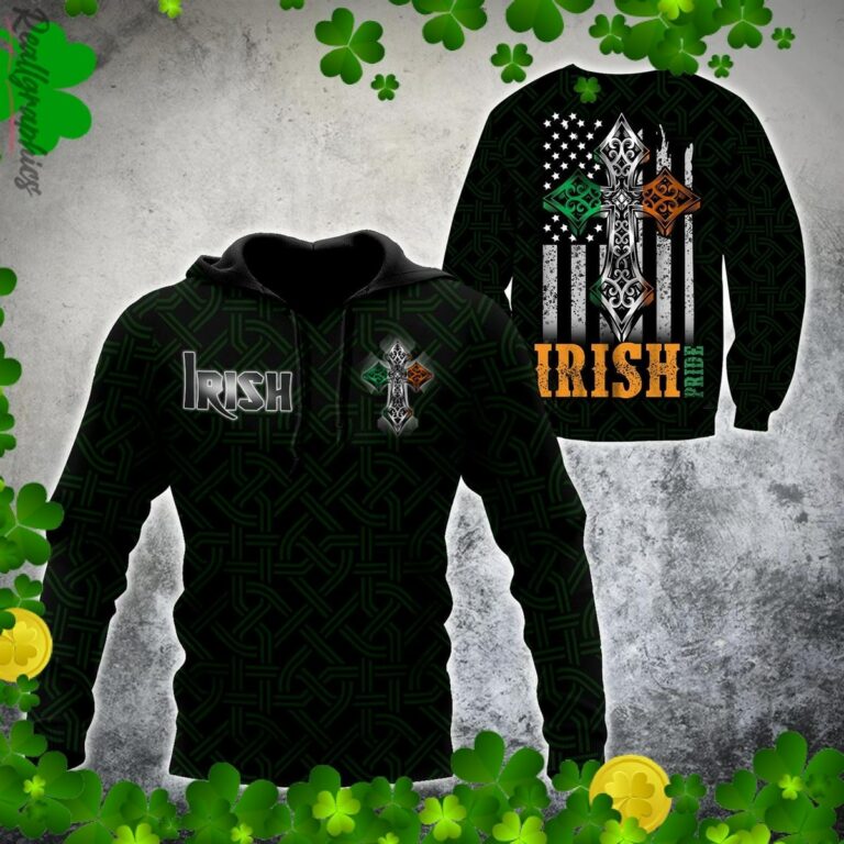 Irish Pride American Flag St.Patrick Day All Over Print Hoodie