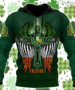 Irish Pride Celtic Cross Wings St.Patrick Day All Over Print Hoodie