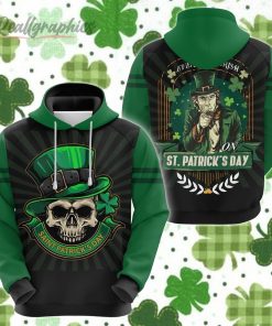 Irish Saint Patrick Day Skull Irish Man All Over Print Hoodie