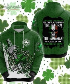 Irish Saint Patrick Day Skull The Storm The Irish Man All Over Print Hoodie