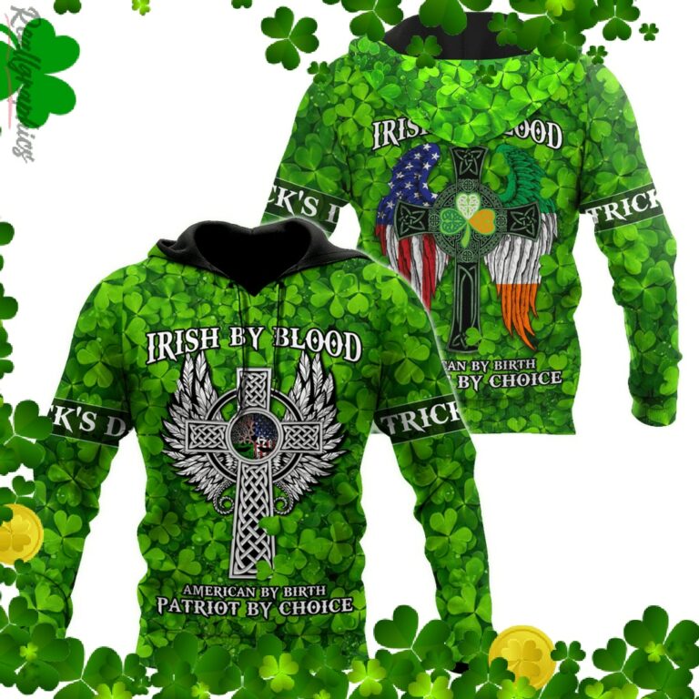 Irish Saint Patrick’s Day Irish By Blood All Over Print Hoodie