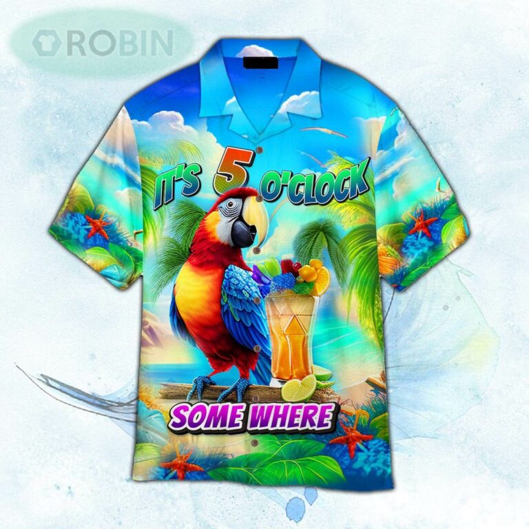 Its Five O Clock Somewhere Tropical Parrot Hawaiian Shirt For Men and Women