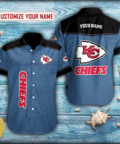 Personalized Jean Fabric Kansas City Chiefs Short Sleeve Hawaiian Shirt