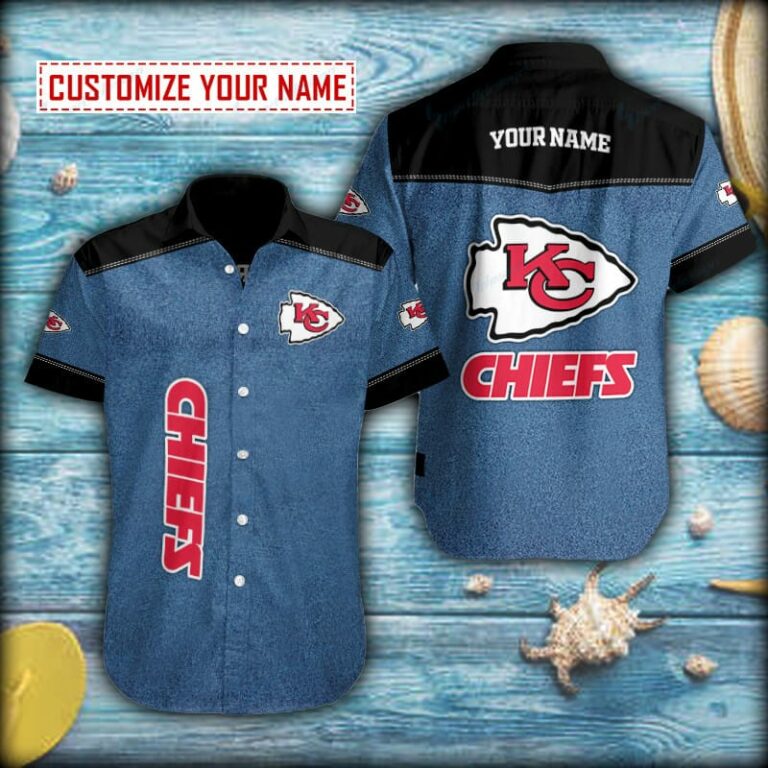 Personalized Jean Fabric Kansas City Chiefs Short Sleeve Hawaiian Shirt
