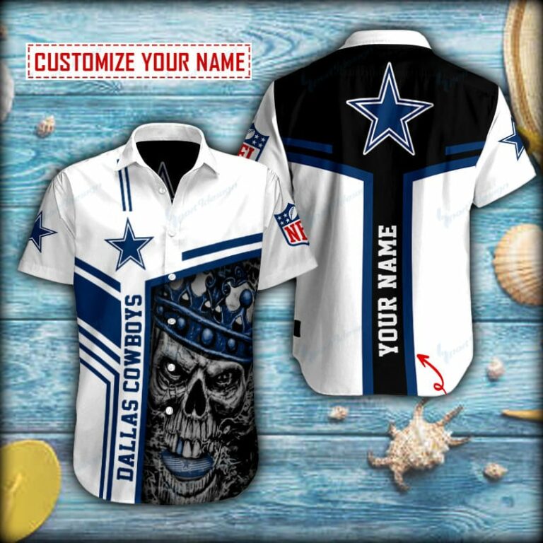 Personalized King Skull Dallas Cowboys Short Sleeve Hawaiian Shirt