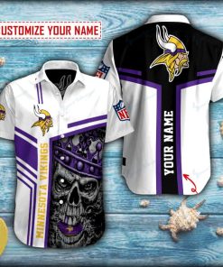 King Skull Minnesota Vikings Button Shirt