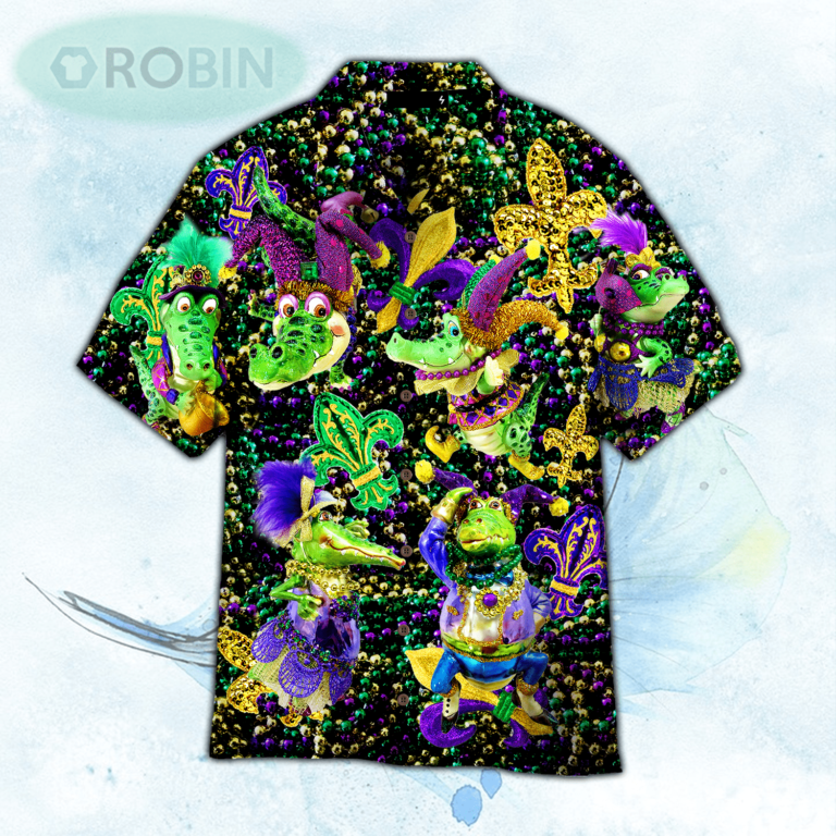 Mardi Gras Alligator Aloha Hawaiian Shirts For Men and For Women