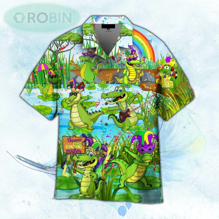 Mardi Gras Cute Alligator Hawaiian Shirt For Men and Women