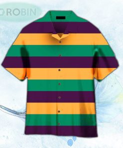 Mardi Gras Striped Hawaiian Shirt For Men and Women