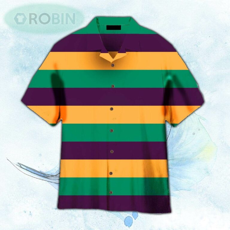 Mardi Gras Striped Hawaiian Shirt For Men and Women