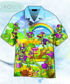 Mardi Grass Dinosaur Funny Hawaiian Shirt For Men and Women