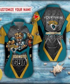 Personalized Mesh Jacksonville Jaguars Mascot Button Shirt Personalized Mesh Jacksonville Jaguars Mascot Button Shirt