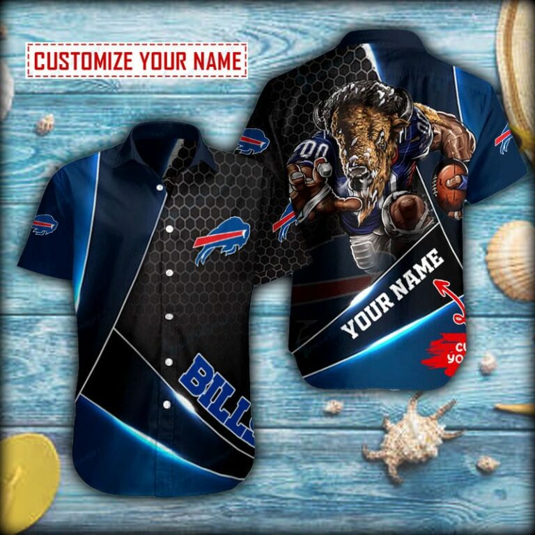 Personalized Metal And Mesh Buffalo Bills Mascot Button Shirt