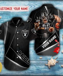 Personalized Metal And Mesh Las Vegas Raiders Mascot Button Shirt Personalized Metal And Mesh Las Vegas Raiders Mascot Button Shirt