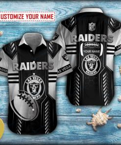 Personalized Metal Football Las Vegas Raiders Button Shirt Personalized Metal Football Las Vegas Raiders Button Shirt