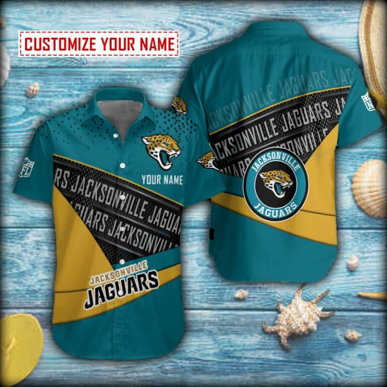 Personalized Metal Mesh Jacksonville Jaguars Button Shirt