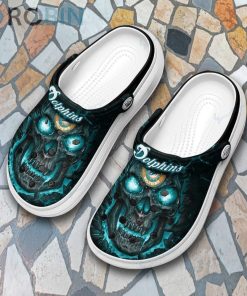 Miami Dolphins Skull Clog Custom Crocs Style