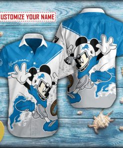 Mickey Playing Football Detroit Lions Button Shirt Mickey Playing Football Detroit Lions Button Shirt