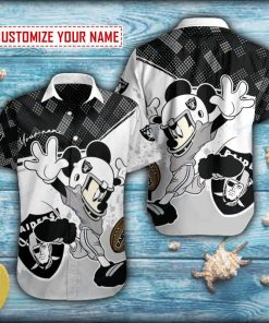 Mickey Playing Football Las Vegas Raiders Short Sleeve Hawaiian Shirt Mickey Playing Football Las Vegas Raiders Short Sleeve Hawaiian Shirt