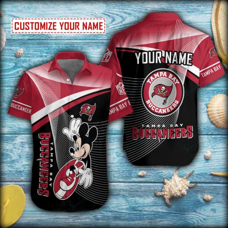 Mickey Surfing Tampa Bay Buccaneers Short Sleeve Hawaiian Shirt