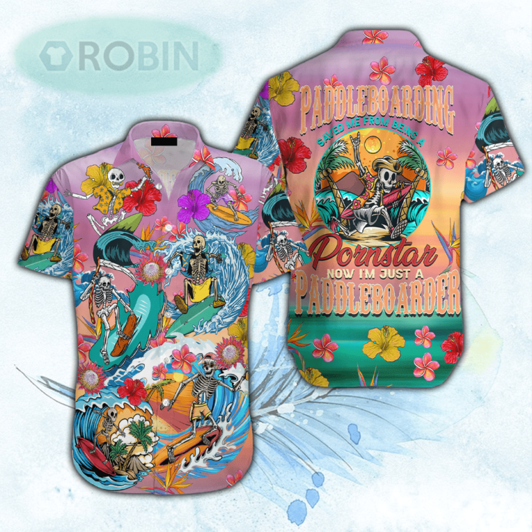 Paddleboarding Paddleboarder Skull Tropical Hawaiian Shirt For Men & Women
