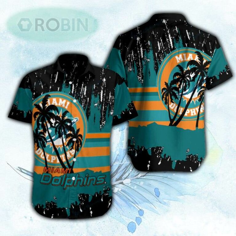 Palm Tree Grunge Miami Dolphins Hawaiian Shirt For Men and Women