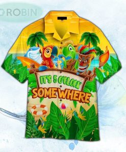 Parrot It’s 5 O’clock Somewhere Tropical Beach Hawaiian Shirt For Men and Women