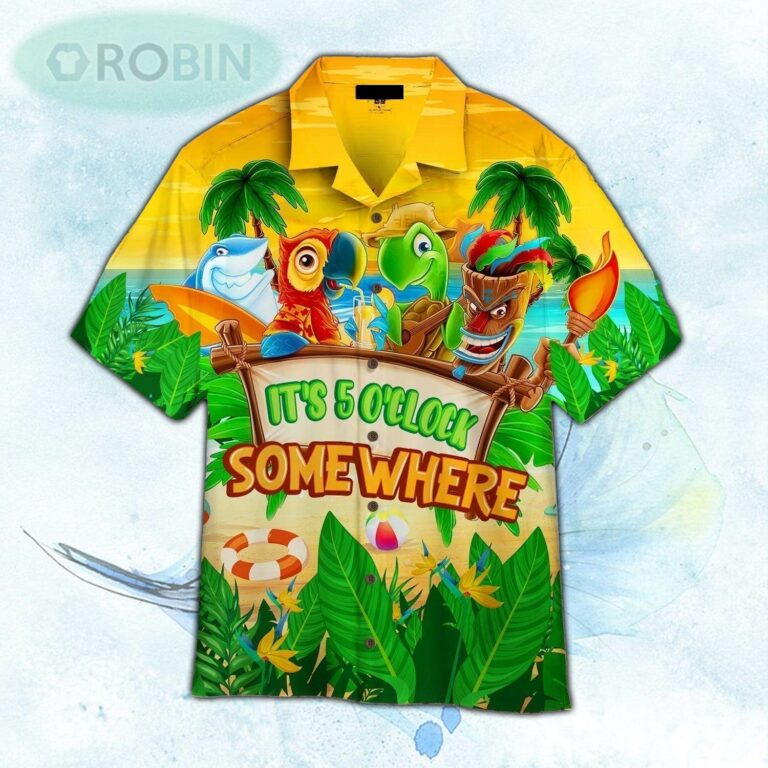 Parrot It’s 5 O’clock Somewhere Tropical Beach Hawaiian Shirt For Men and Women