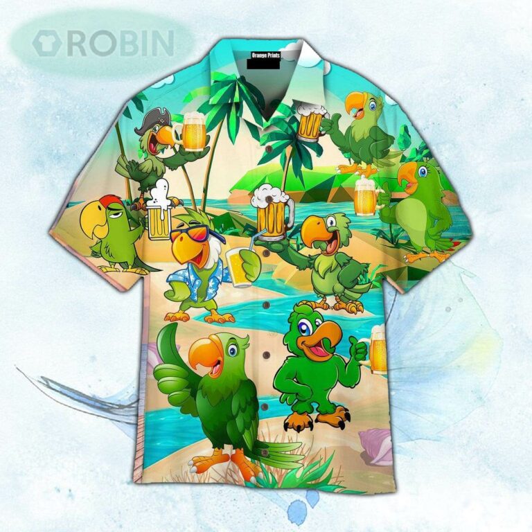 Parrots And Beer In Summer Hawaiian Shirt For Men and Women