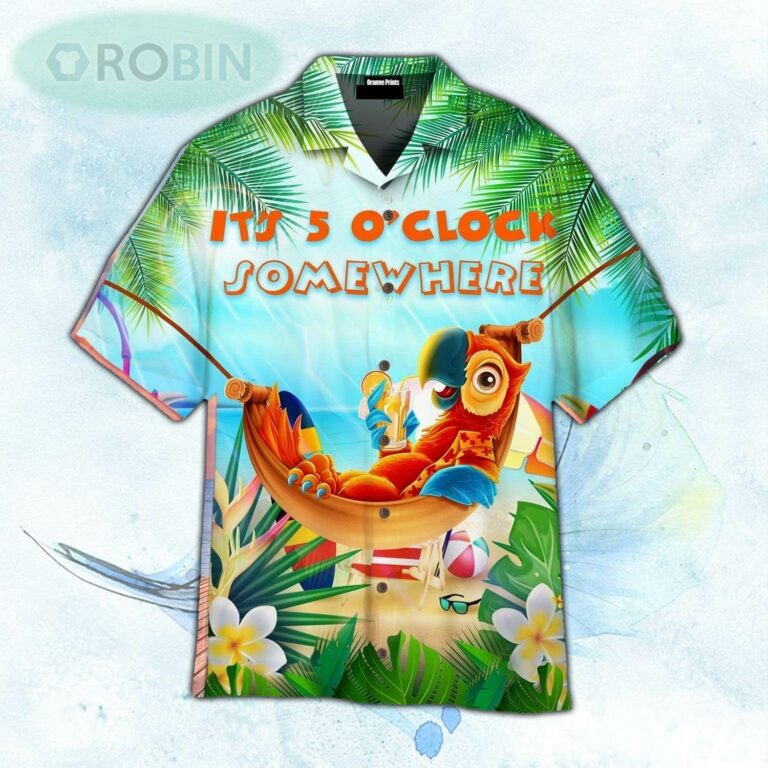 Party Parrot It’s 5 O’clock Somewhere Hawaiian Shirt For Men and Women