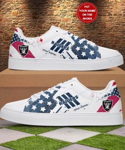 Personalized American Flag Grunge Las Vegas Raiders Stan Smith Shoes, Gift for NFL fans