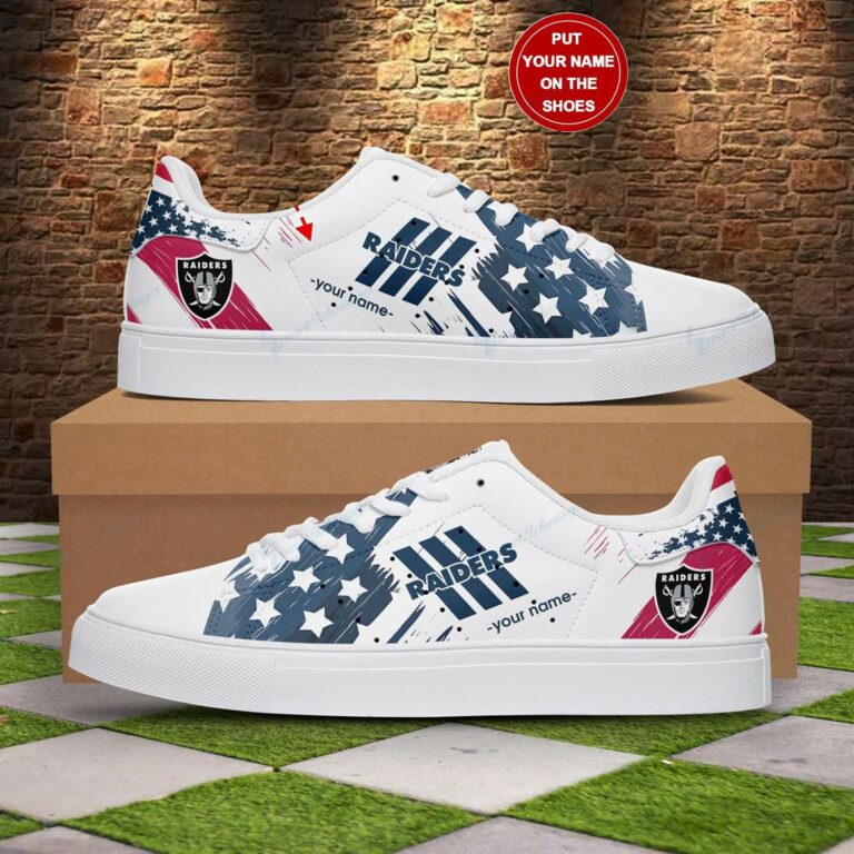 Personalized American Flag Grunge Las Vegas Raiders Stan Smith Shoes, Gift for NFL fans