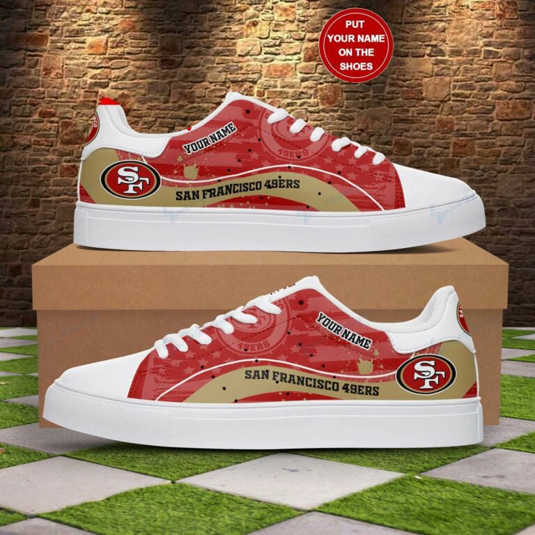 Personalized American Flag Grunge San Francisco 49ers Stan Smith Shoes, Gift for NFL fans