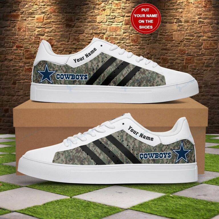 Personalized Camouflage Football Dallas Cowboys Stan Smith Shoes, Gift for NFL fans