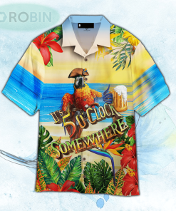 Pirate Parrot It’s Always 5 O’clock Somewhere Hawaiian Shirt For Men and Women