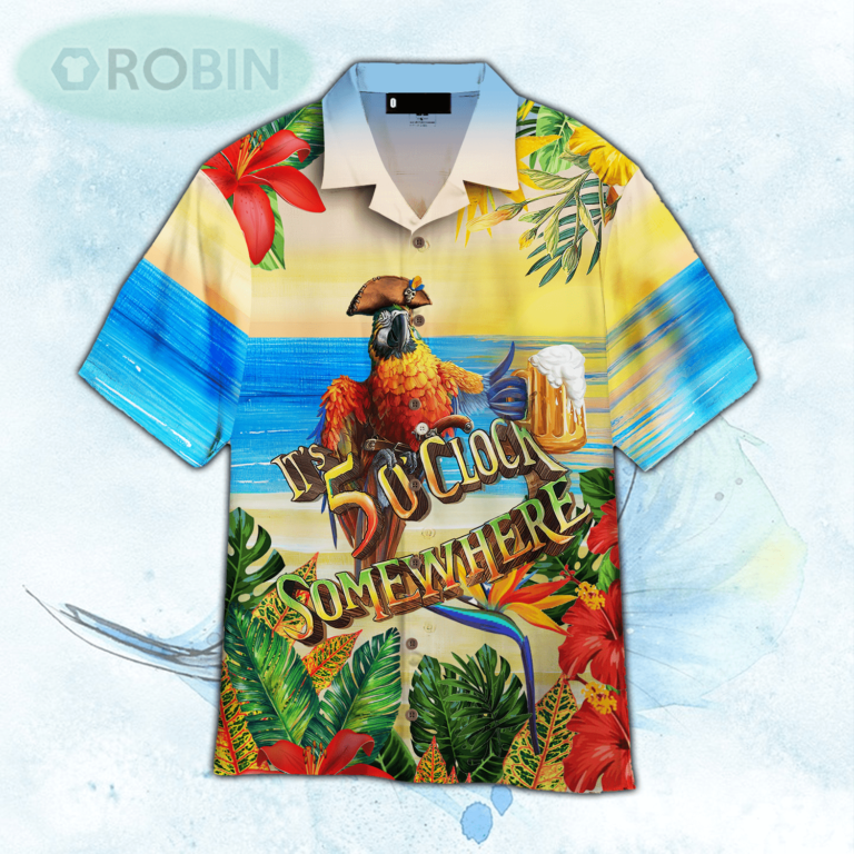 Pirate Parrot It’s Always 5 O’clock Somewhere Hawaiian Shirt For Men and Women