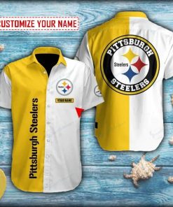 Pittsburgh Steelers Yellow And White Short Sleeve Hawaiian Shirt