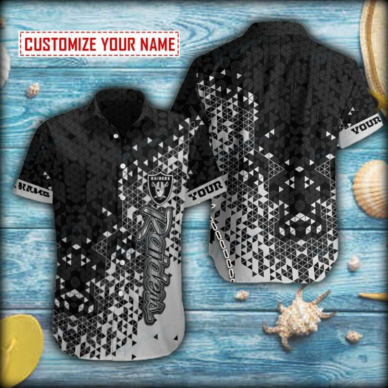 Personalized Seamless Triangle Las Vegas Raiders Short Sleeve Hawaiian Shirt