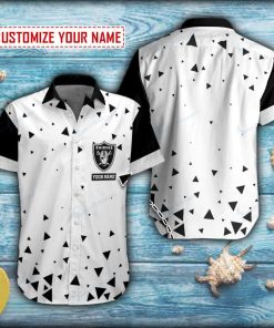 Seamless Triangle Las Vegas Raiders White Short Sleeve Hawaiian Shirt