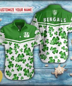 Personalized Shamrock Pattern Cincinnati Bengals Button Shirt Personalized Shamrock Pattern Cincinnati Bengals Button Shirt
